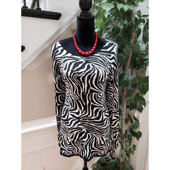 Est. 1946 Womens Black Animal Print Cotton Round Neck Long Sleeve Sweater Large - Picture 1 of 12